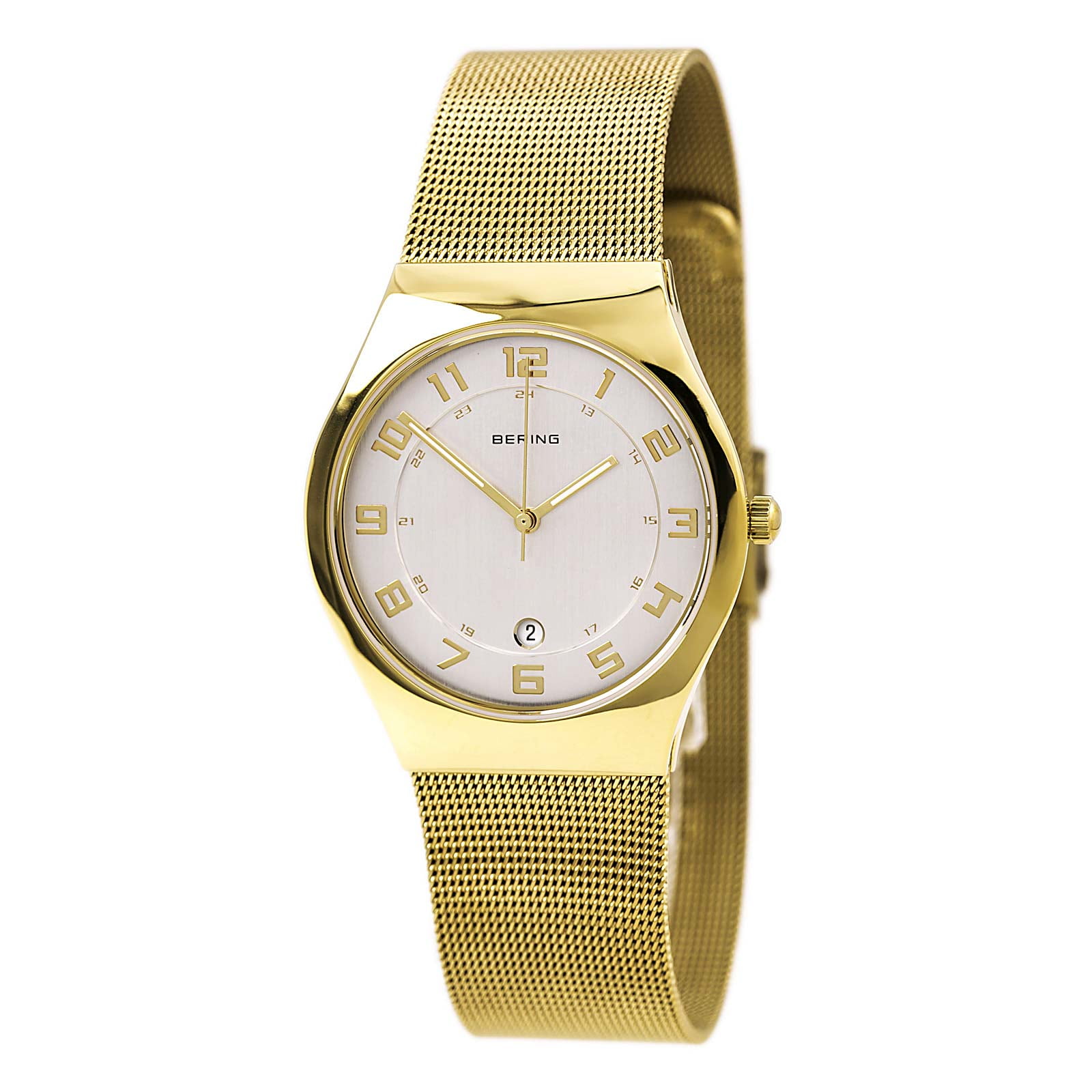 Picture of Bering 11937-334 Female Titanium Polished Gold Mesh Watch