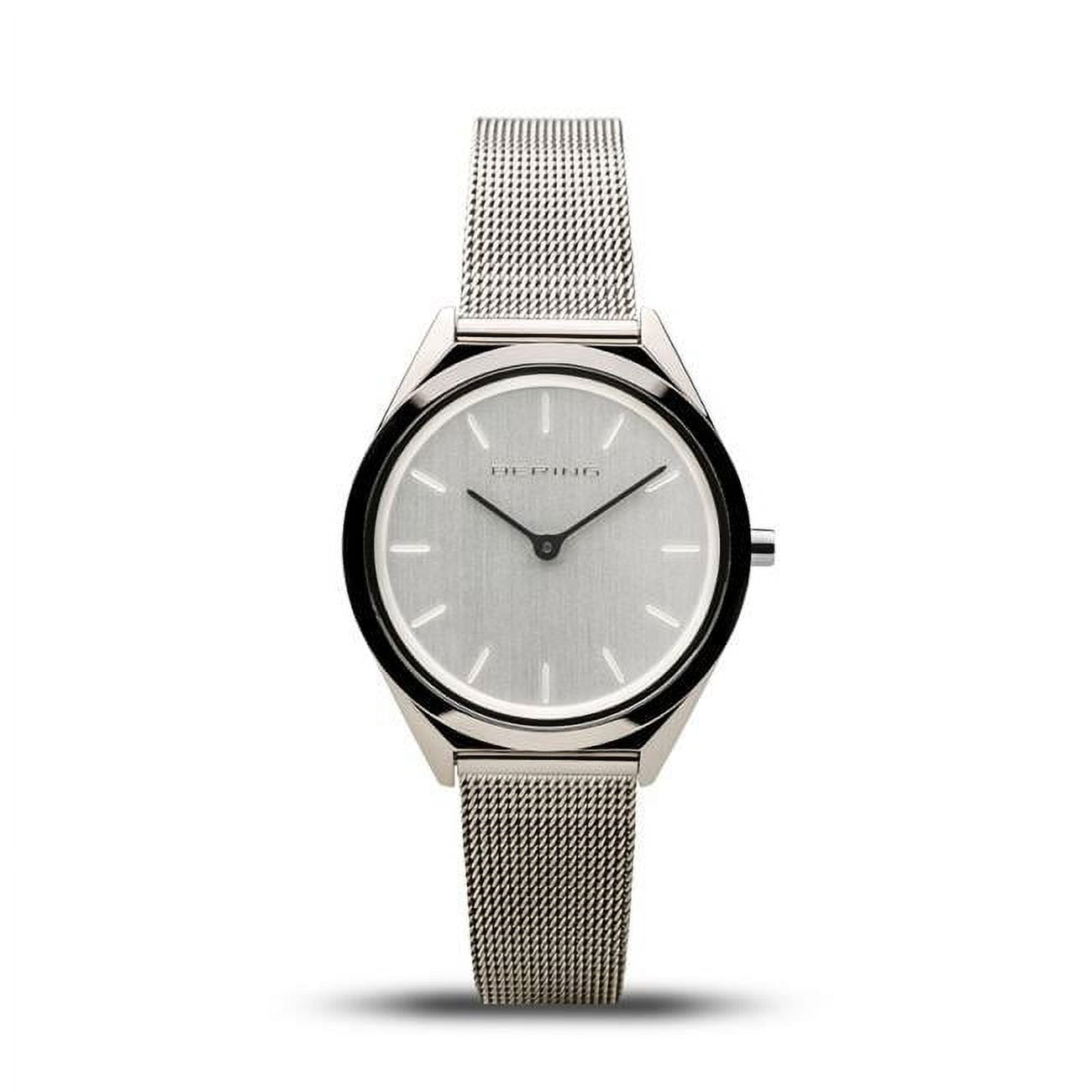 Picture of Bering 17031-000 Unisex Ultra Slim Polished Silver Mesh Watch with Silver Dial
