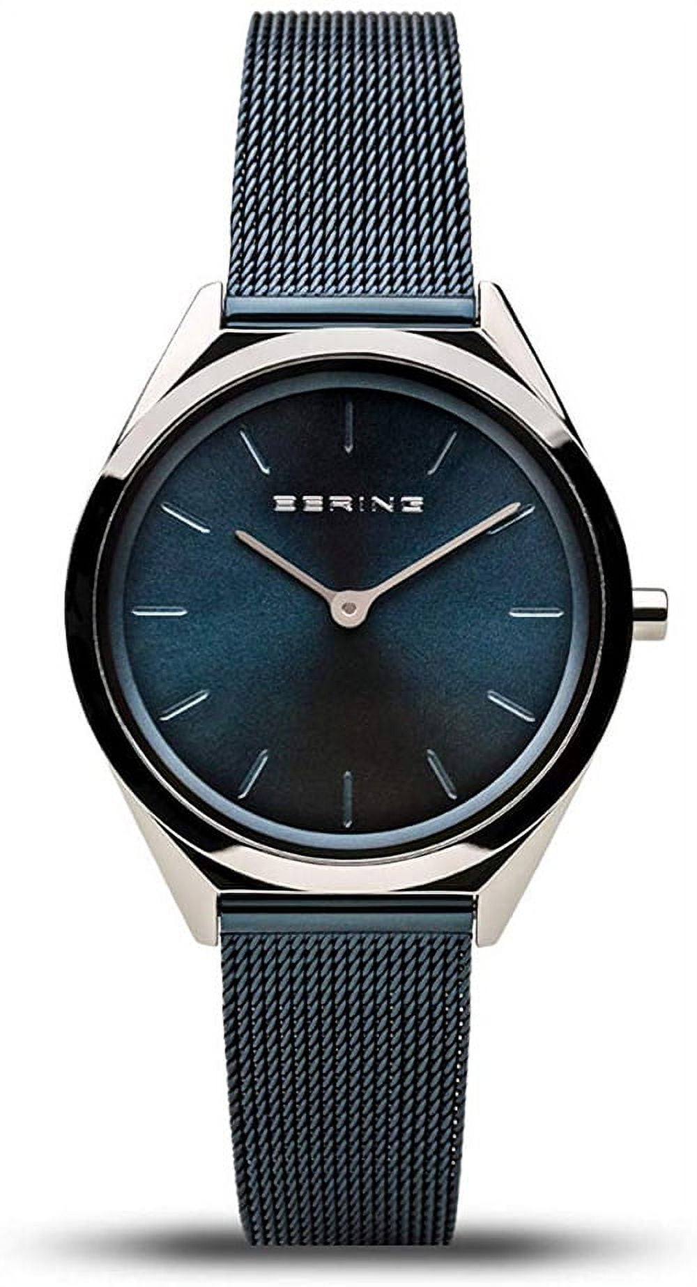 Picture of Bering 17031-307 31 mm Unisex Ultra Slim Polished Silver Mesh Watch with Blue Dial