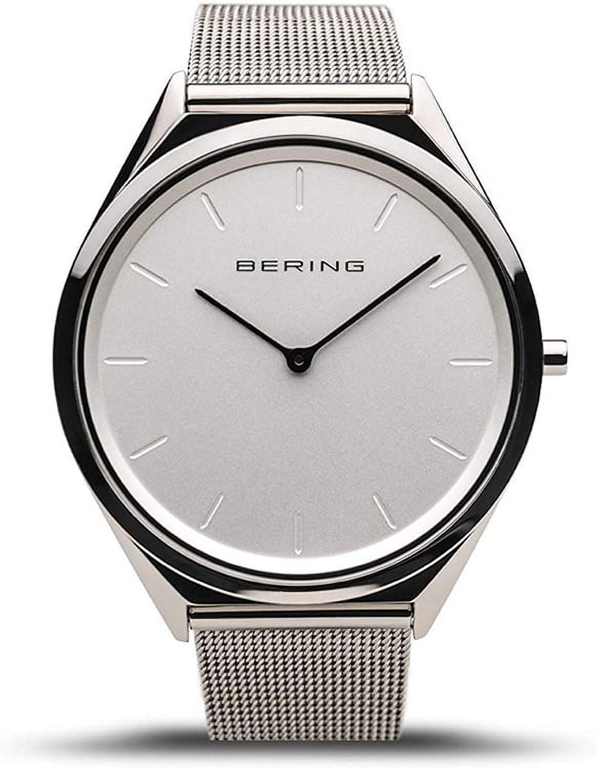 Picture of Bering 17039-000 39 mm Unisex Ultra Slim Polished Silver Mesh Watch with Silver Dial