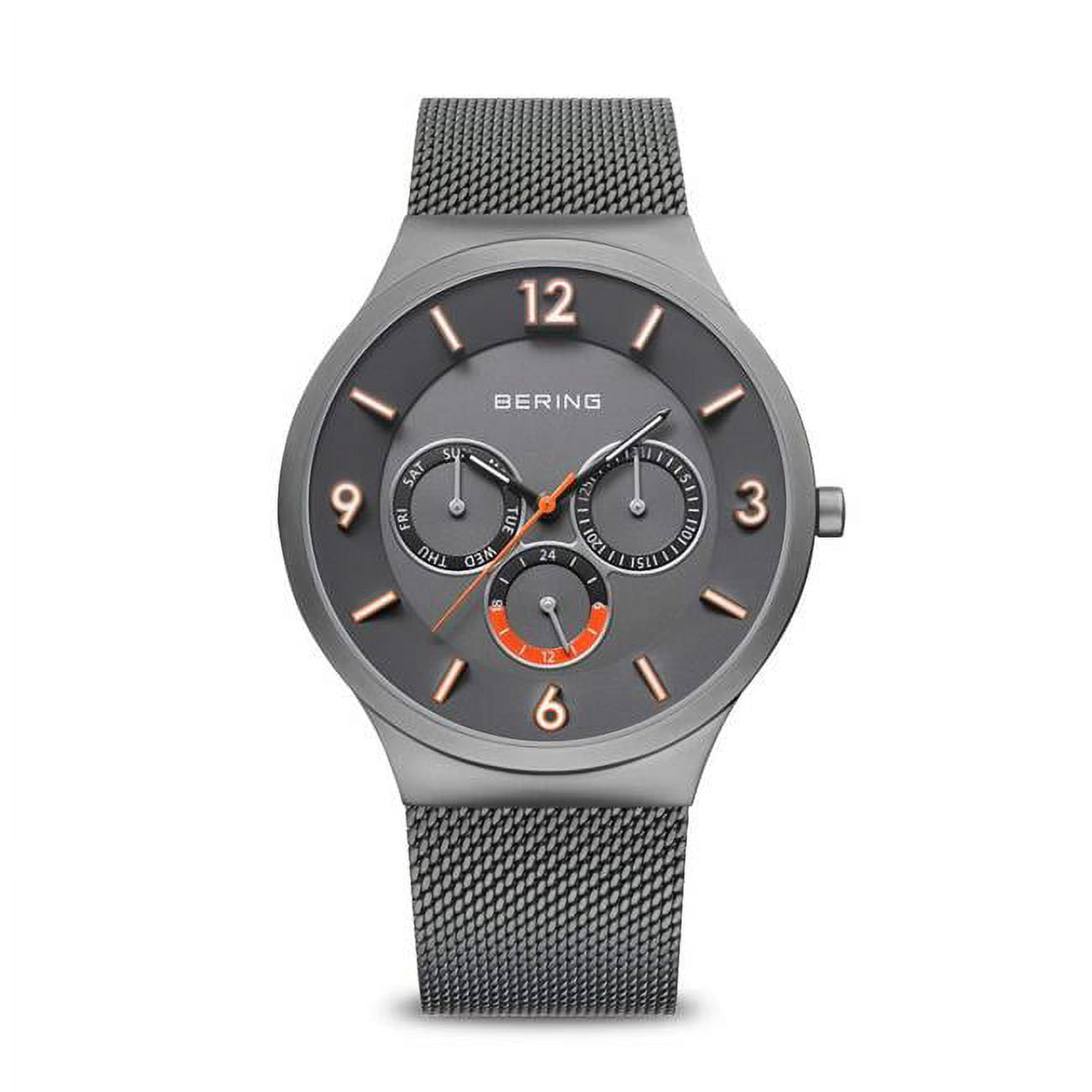 Picture of Bering 33441-377 Classic Analog Quartz Multifunction Watch with Stainless Steel Strap, Brushed Grey