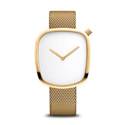 Picture of Bering 18040-334 Unisex Classic Polished Gold Mesh Watch with White Dial