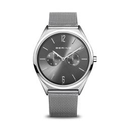 Picture of Bering 17140-009 Unisex Ultra Slim Polished & Brushed Silver Mesh Watch with Grey Dial