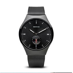 Picture of Bering 70142-222 Male Smart Traveler Brushed Black Mesh Watch with Black Dial