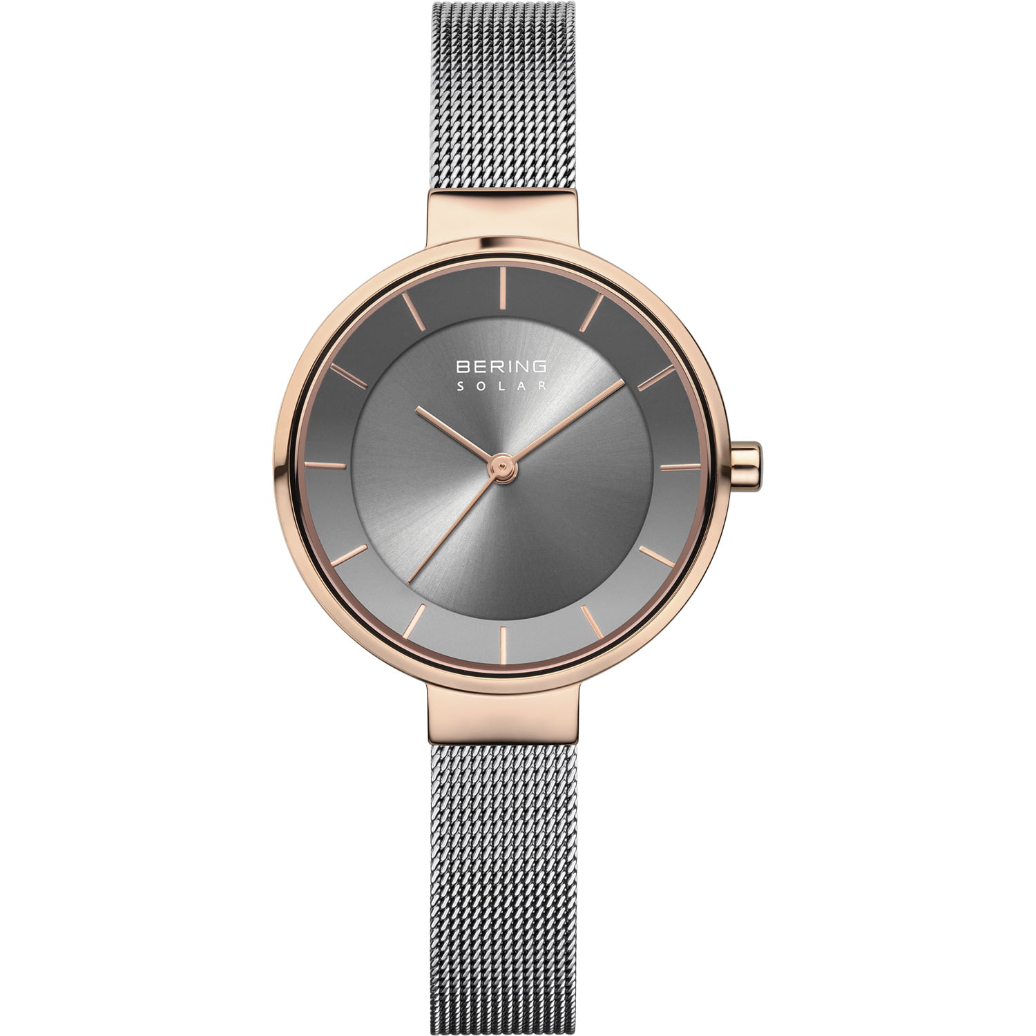 Picture of Bering Time 14631-369 Solar Analogue Solar Stainless Steel Wristswatch for Women, Rose Gold Glanzend