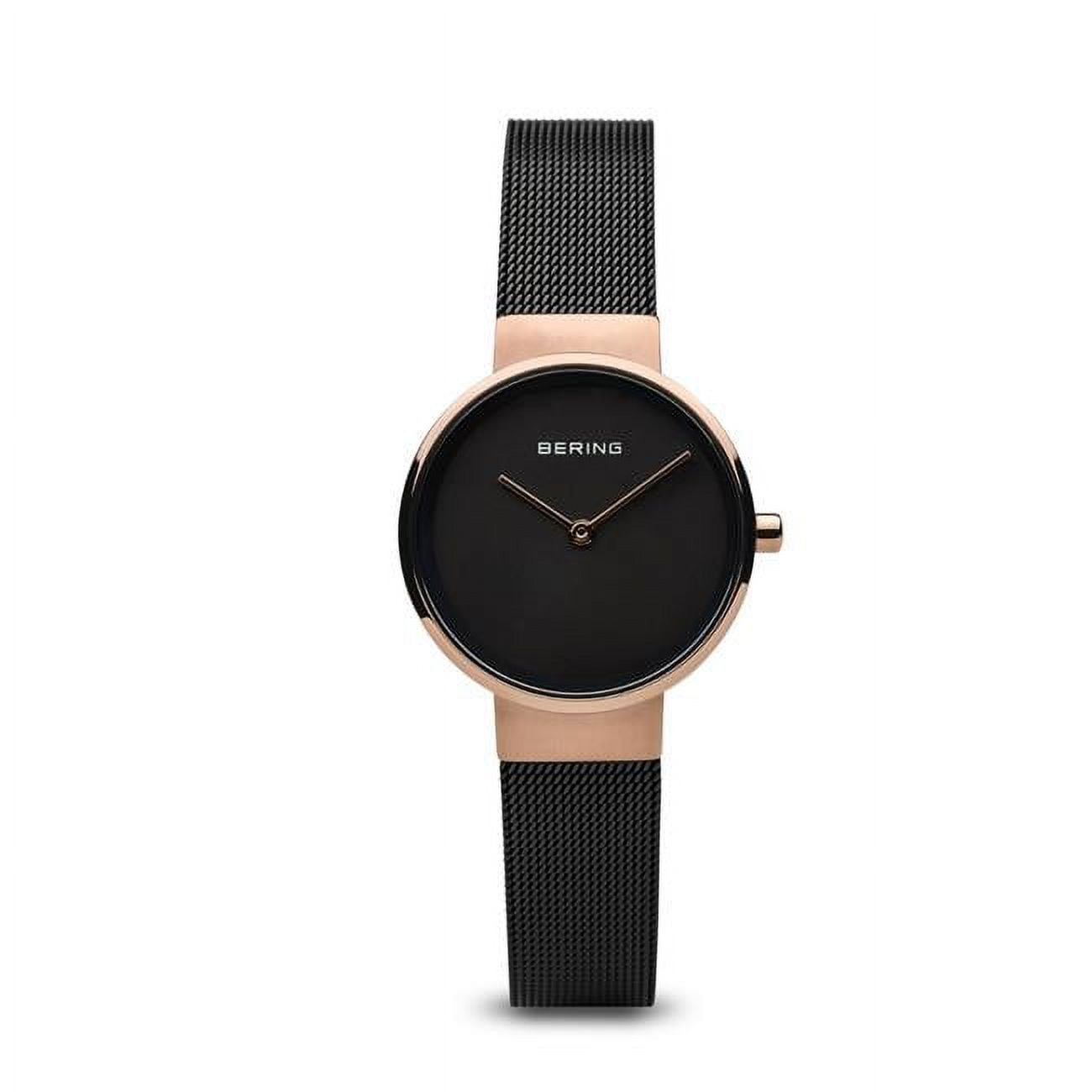 Picture of Bering 14526-166 Female Classic Rose Gold Poliert Mesh Watch with Black Dial