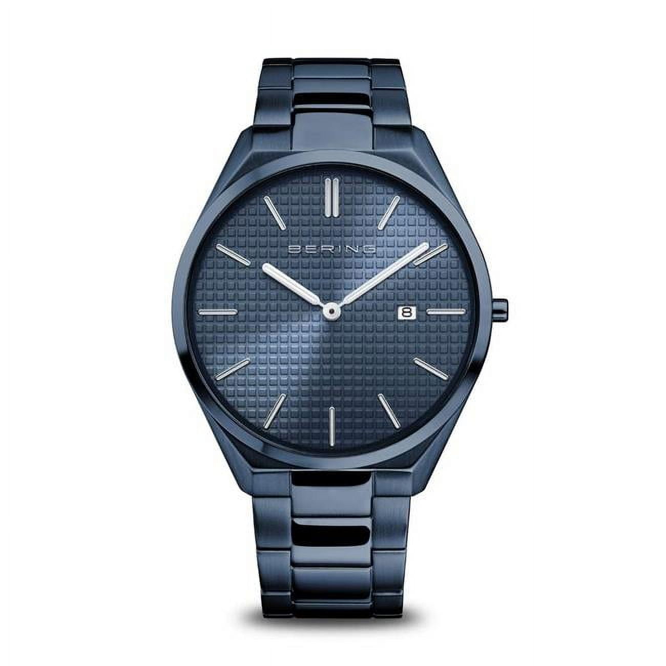 Picture of Bering 17240-797 Male Ultra Slim Polished & Brushed Blue Bracelet Watch with Blue Dial