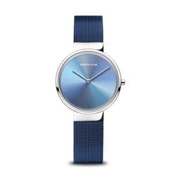 Picture of Bering 10X31-Anniversary2 Female Anniversary Polished Silver Mesh Watch with Blue Strap