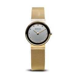 Picture of Bering 10126-334 6 mm Female Classic Polished Gold Mesh Watch with Silver Dial