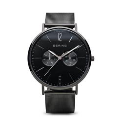 Picture of Bering 14240-223 Male Classic Polished Black Mesh Watch with Black Dial
