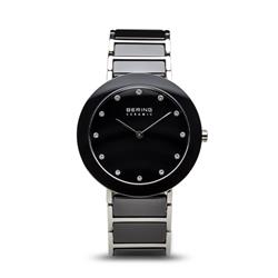 Picture of Bering 11435-749 35 mm Female Ceramic Polished Silver Bracelet Watch with Black Dial