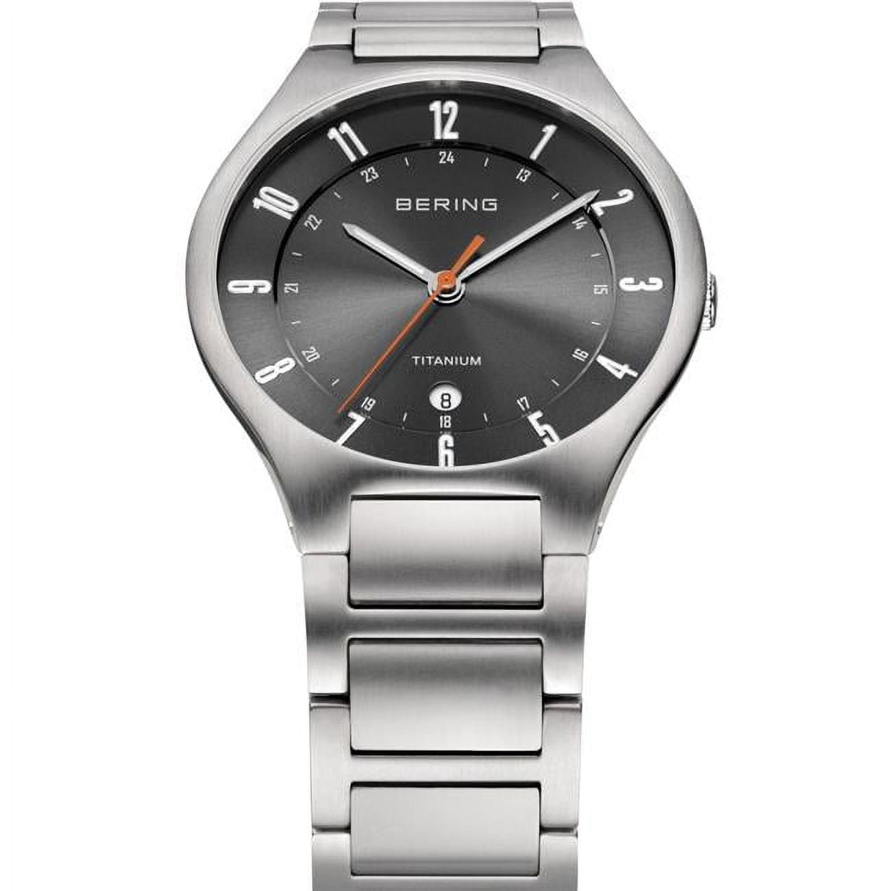 Picture of Bering 11739-772 Male Titanium Brushed Silver Bracelet Watch with Grey Dial