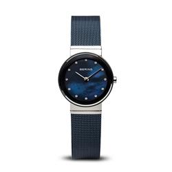 Picture of Bering 10126-307 26 mm Female Classic Polished Silver Mesh Watch with Blue Dial