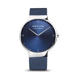 Picture of Bering 15540-307 Male Max Rene Polished Silver Mesh Watch with Blue Dial