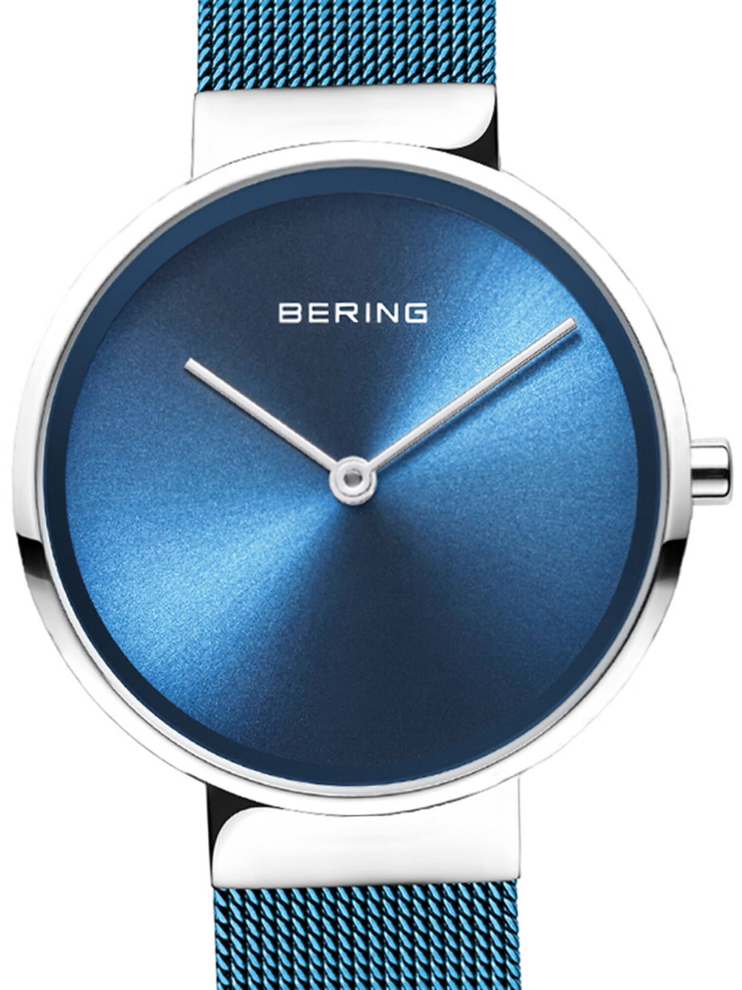 Picture of Bering 14531-308 31 mm Female Classic Polished Silver Mesh Watch with Blue Dial