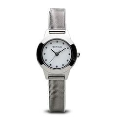 11125-000 25 mm Female Classic Polished Silver Mesh Watch with White Dial -  Bering