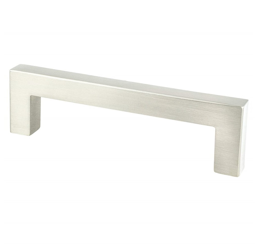 Aluminum Contemporary Advantage One 96 mm Center to Center Square Pull, Brushed Nickel