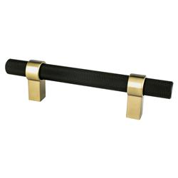 96 mm Center to Center Radial Reign Cabinet Pull, Matte Black & Modern Brushed Gold