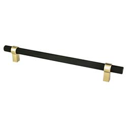 224 mm Center to Center Radial Reign Cabinet Pull, Matte Black & Modern Brushed Gold