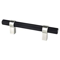 96 mm Center to Center Radial Reign Cabinet Posts Pull, Matte Black Bar & Brushed Nickel