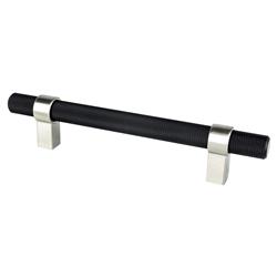 128 mm Center to Center Radial Reign Cabinet Posts Pull, Matte Black Bar & Brushed Nickel