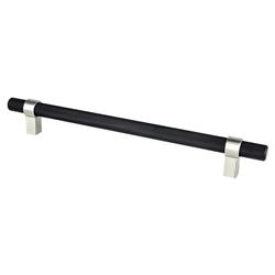 224 mm Center to Center Radial Reign Cabinet Posts Pull, Matte Black Bar & Brushed Nickel
