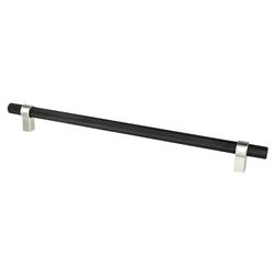 12 in. Center to Center Radial Reign Appliance Posts Pull, Matte Black Bar & Brushed Nickel