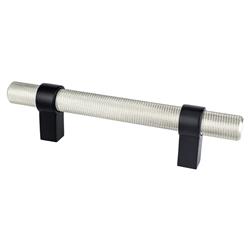 96 mm Center to Center Radial Reign Cabinet Posts Pull, Brushed Nickel Bar & Matte Black