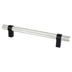 160 mm Center to Center Radial Reign Cabinet Posts Pull, Brushed Nickel Bar & Matte Black