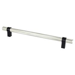 224 mm Center to Center Radial Reign Cabinet Posts Pull, Brushed Nickel Bar & Matte Black