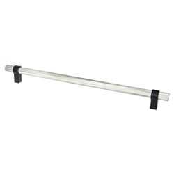 5071-4BPN55-P 12 in. Center to Center Radial Reign Appliance Posts Pull, Brushed Nickel Bar & Matte Black
