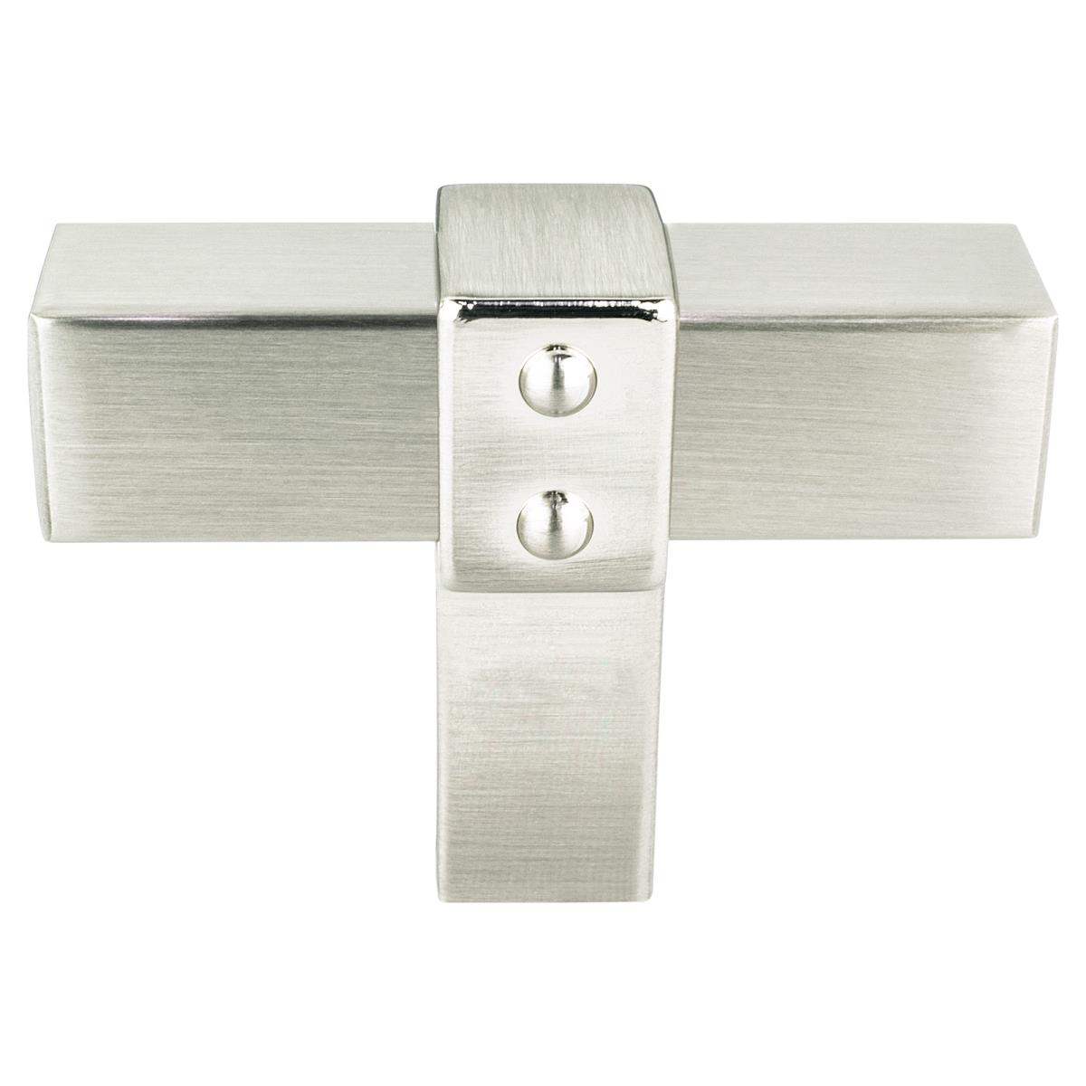 2 in. Rivet Rebel T-Shape Cabinet Knob, Brushed Nickel