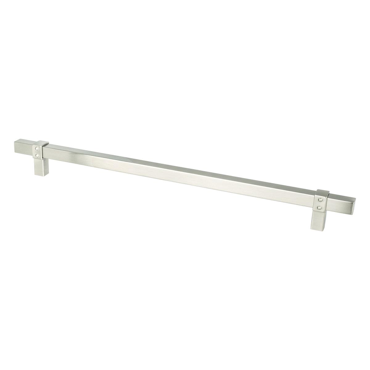 12 in. Center to Center Rivet Rebel Cabinet Pull, Brushed Nickel