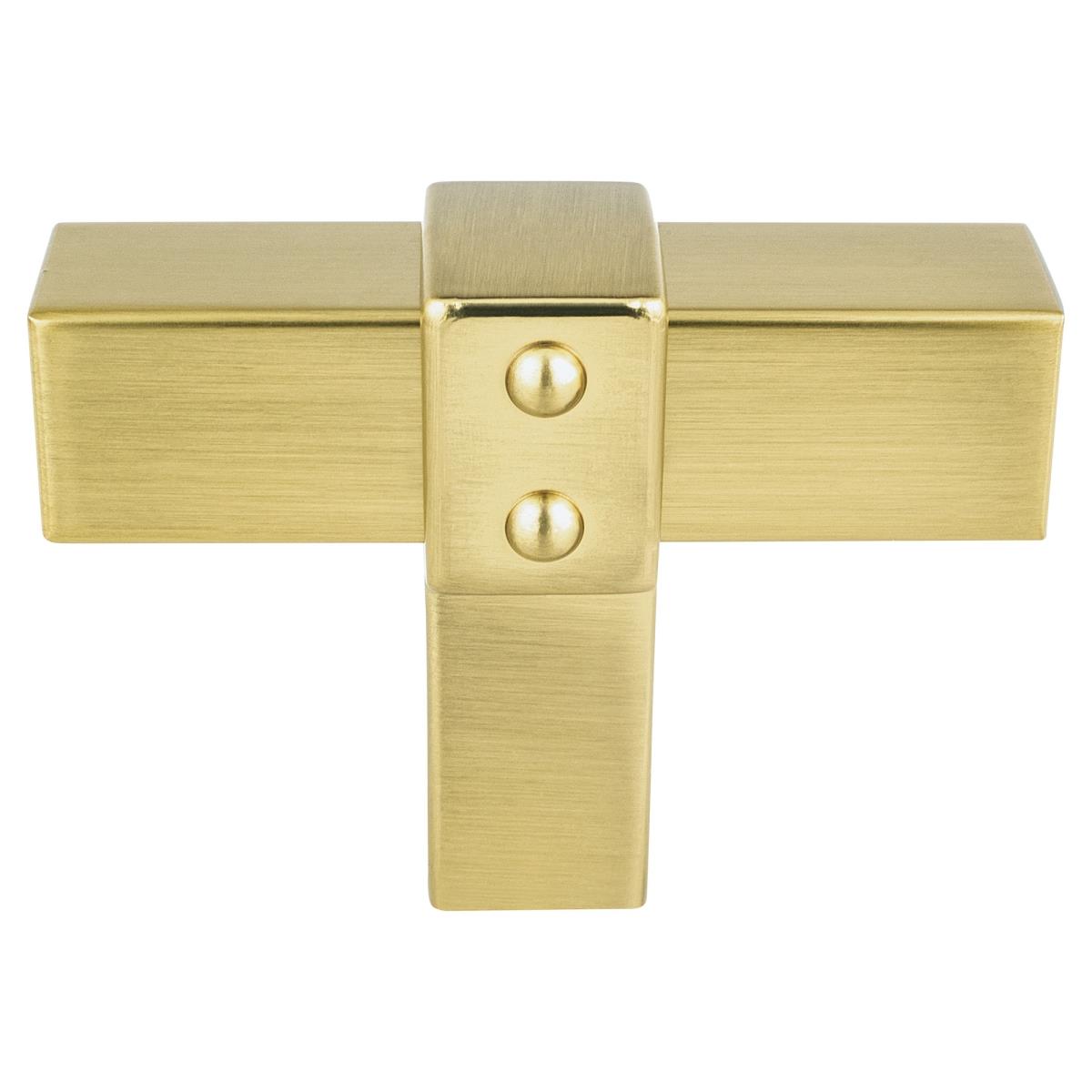 2 in. Rivet Rebel T-Shape Cabinet Knob, Modern Brushed Gold