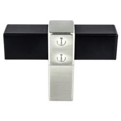 2 in. Rivet Rebel T-Shape Cabinet Post Knob, Matte Black Bar & Brushed Nickel