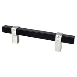 96 mm Center to Center Rivet Rebel Cabinet Pull, Matte Black Bar & Brushed Nickel