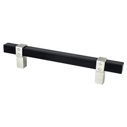 5116-455BPN-P 128 mm Center to Center Rivet Rebel Cabinet Pull, Matte Black Bar & Brushed Nickel