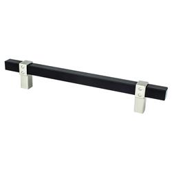 160 mm Center to Center Rivet Rebel Cabinet Posts Pull, Matte Black Bar & Brushed Nickel