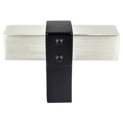 2 in. Rivet Rebel T-Shape Cabinet Post Knob, Brushed Nickel Bar & Matte Black