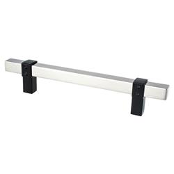 128 mm Center to Center Rivet Rebel Cabinet Pull, Brushed Nickel Bar & Matte Black