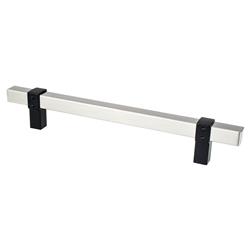 5123-4BPN55-P 160 mm Center to Center Rivet Rebel Cabinet Posts Pull, Brushed Nickel Bar & Matte Black