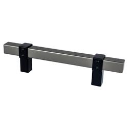 96 mm Center to Center Rivet Rebel Cabinet Pull, Slate Bar & Matte Black
