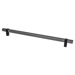 12 in. Center to Center Rivet Rebel Cabinet Pull, Slate Bar & Matte Black