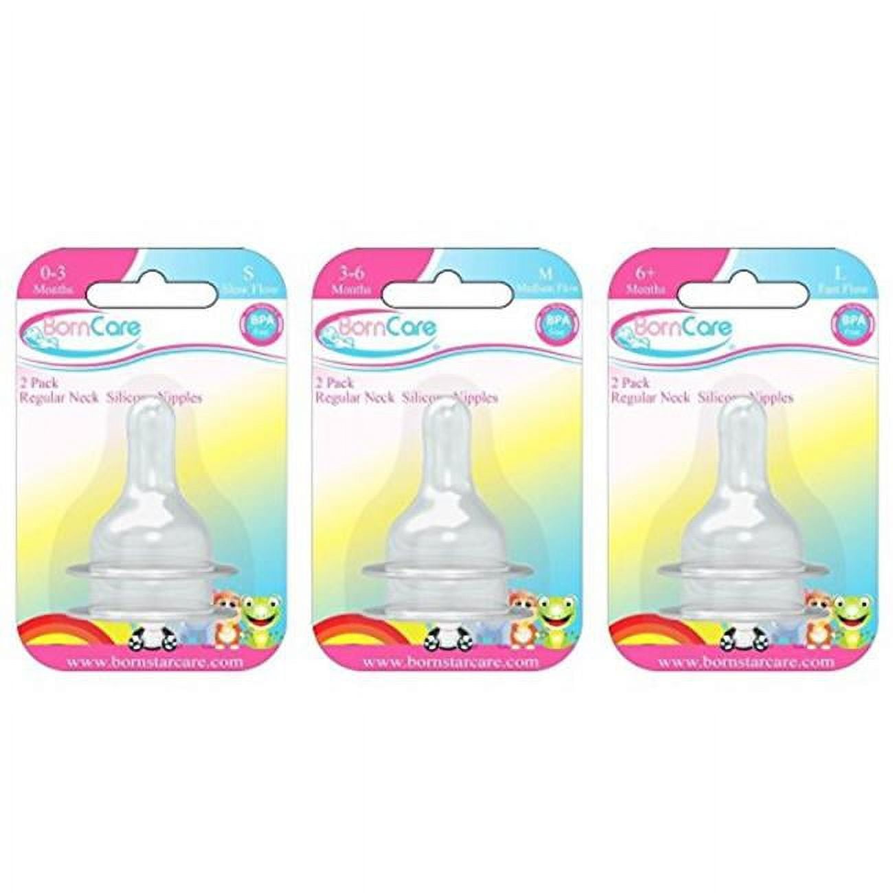 Picture of BornCare BCWS-166-3 6 Months Plus&#44; Regular Neck Silicone Nipple - 2 Pack
