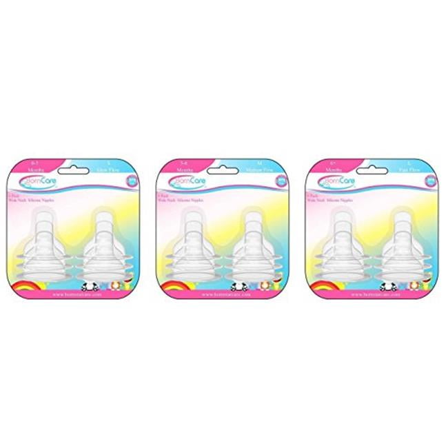Picture of BornCare BCWS-165-1 0-3 Months&#44; Wide Neck Silicone Nipple - 6 Pack