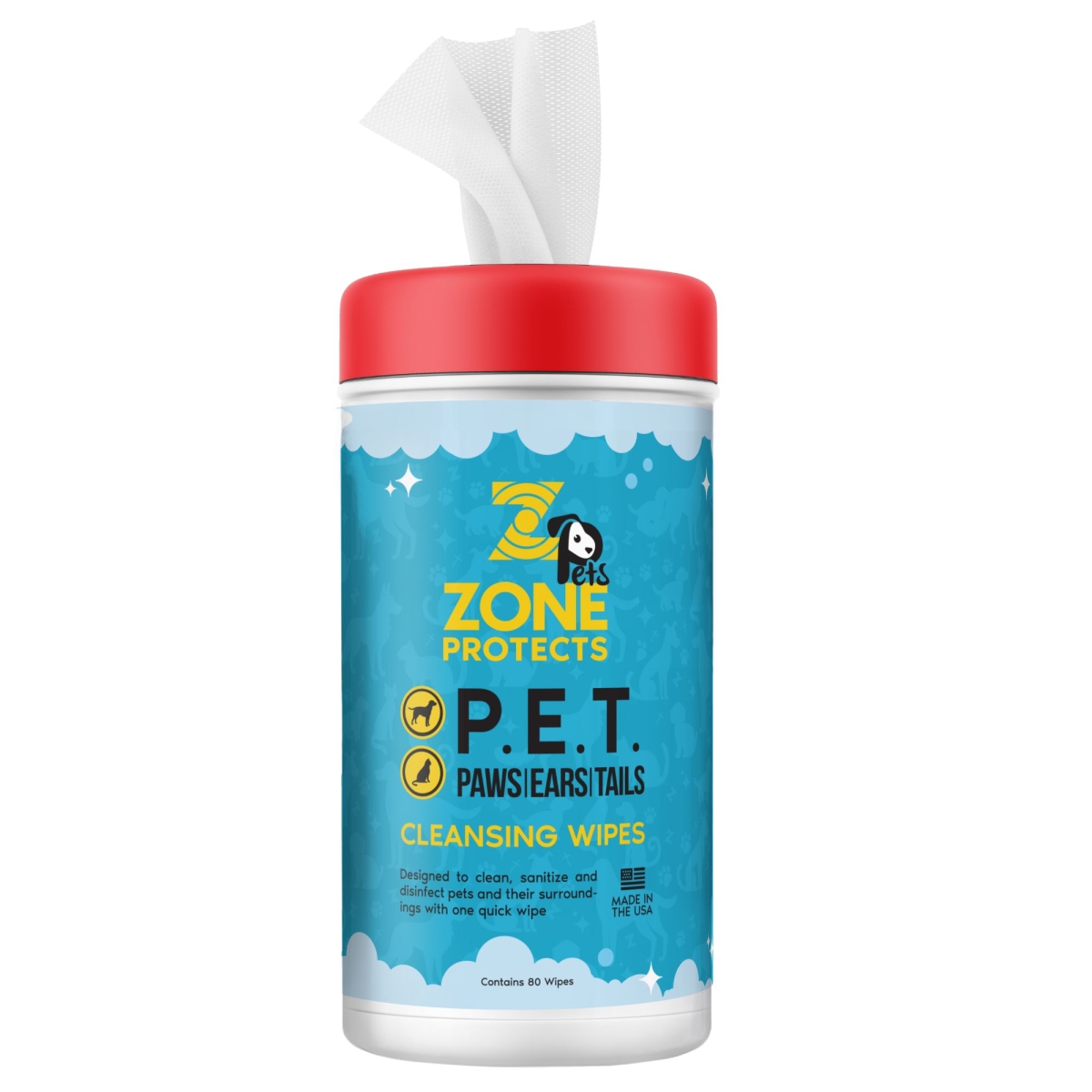 Picture of Zone Protects 123-80W Pets P.E.T.S. Wipes&#44; 80ct