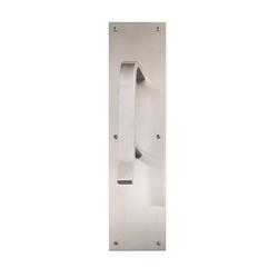 Picture of Brass Accents A02-P7501-630 8.5 in. on 4 x 16 in. Antimicrobial Pull on a Plate - Satin Stainless Steel