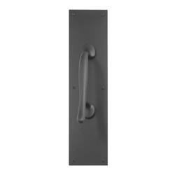Picture of Brass Accents A02-P7401-622 8.75 in. on 4 x 16 in. Hands Free Antimicrobial Pull on a Plate - Weather Black Powder Coated
