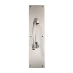 Picture of Brass Accents A02-P7401-619 8.75 in. on 4 x 16 in. Hands Free Antimicrobial Pull on a Plate - Satin Nickel