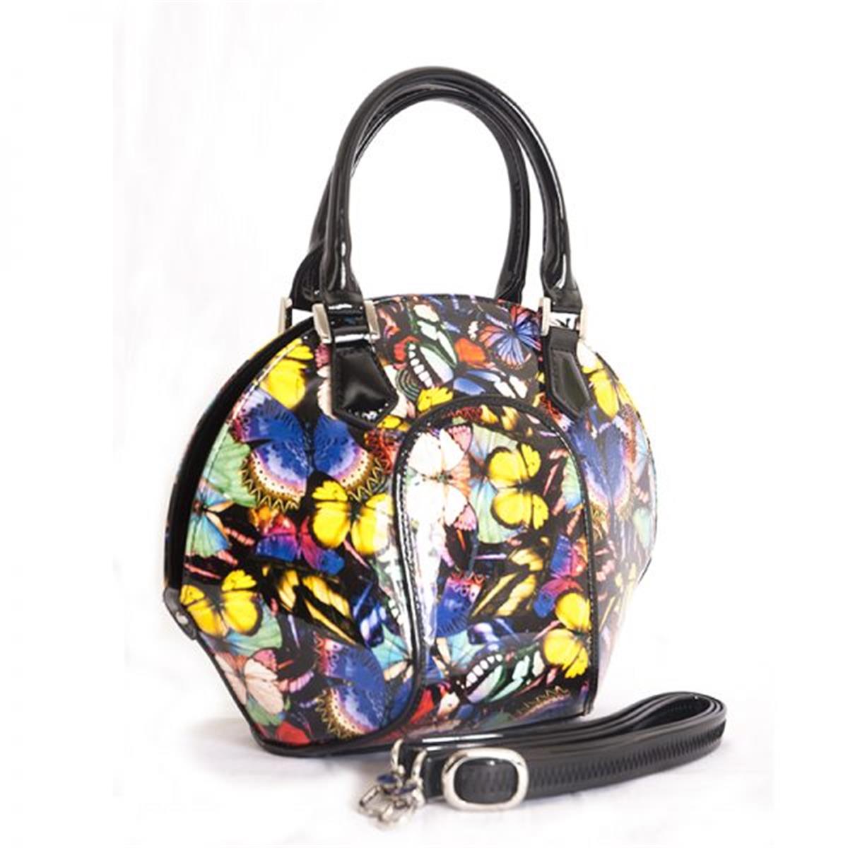 Picture of Bravo Handbags BH91-9274 Svetlana Night Butterfly Print Leather Bag